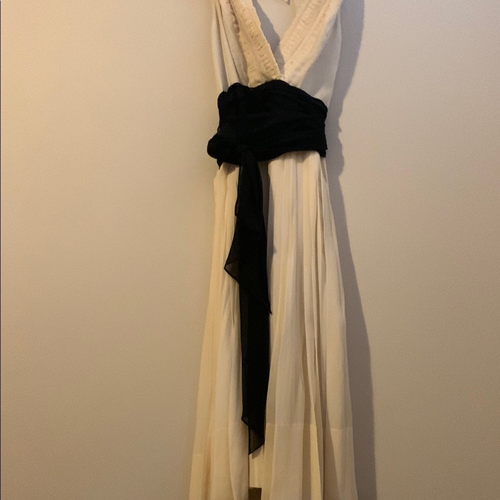 Elegant Cream and Black Evening Dress